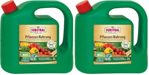 Substral Naturen Bio Pflanzen-Nahrung, pflanzlicher, veganer Flüssigdünger für Zierpflanzen, Obst & Gemüse, 2 L (Packung mit 2)