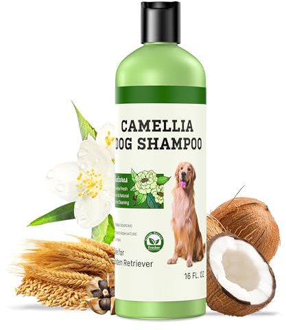 Hundeshampoo gegen Juckreiz und Hautirritationen – Naturales Shampoo für Haustiere mit Camellienöl für empfindliche Haut, Reduzierung der Fellausfälle | 473 ml (Langhaarhund)