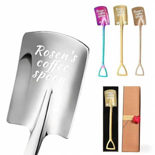 Personalised Spoon, Custom Stainless Steel Coffee Spoons, Engraved Name Ice Cream Spoon, Anniversary Birthday Christmas Gifts, Custom Mirror Finished & Dishwasher Safe (Square Shovel)