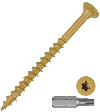 METALLIXITY 60Pcs #9x2-1/2 Deck Screws Kit Wood Screw CS Tan | Decking Screws Epoxy Coated with T25 Torx Drive Head for Wood Fence,Table,Chairs