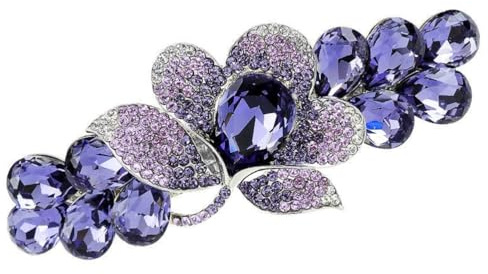 Fermaglio per capelli stile retrò metallico, con strass, accessorio per capelli per donna e ragazza (viola)