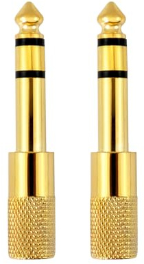 Desenda 2 PCS Headphone Adapter Audio Jack Adapter 6.35mm (1/4) Male to 3.5mm (1/8) Female Stereo Plug Converter for Digital Piano, Keyboard, Electric Guitar (Gold)