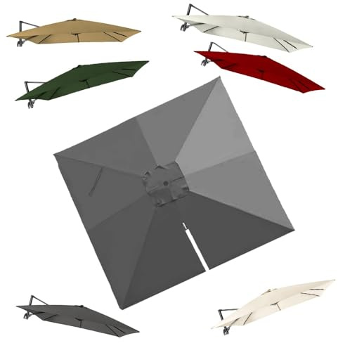 IMUNKT 3x3M Auvent De Remplacement Pour Parasol Déporté Carré Toile De Rechange Pour Parasol De Jardin Extérieur UPF 50+ Housse De Rechange 8 Baleines(Grey)