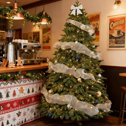 Soontrans Weihnachtsbaum mit Beleuchtung, Künstlicher Weihnachtsbaum 180cm, Tannenbaum Künstlich mit Holzständer, 600D Oxford-Stoff Aufbewahrungstasche, PVC und PE, Christbaum für Zuhause, Geschäfte