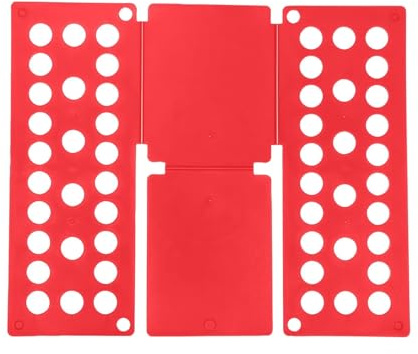 Planche à plier les vêtements en plastique de 48 cm, plieuse linge facile et rapide, outil rangement for la maison Pour Vêtements(Red)