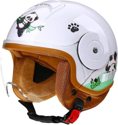 Caimcie Casco Aperto per Bambini con Visiera, Casco Regolabile per Bicicletta e Monopattino per Bambini e Bambine dai 4 ai 12 Anni, Casco Jet da Moto Carino E,46-54CM