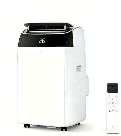 GarveeMore Climatiseur Mobile 10000 BTU (2,9 kW) A+ Silencieux 51 dB, 3-en-1 Refroidisseur, Ventilateur & Déshumidificateur, Kit Fenêtre Inclus, Télécommande, Minuterie 24h, pour 35–42 m²