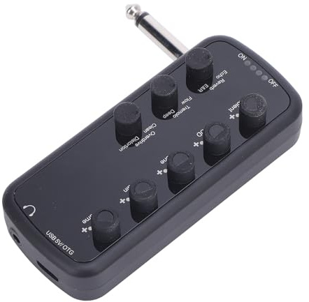 Jelquix Amplificatore per Cuffie per Basso, Amplificatore Multieffetto per Esercitazioni con 7 Effetti Integrati Batteria Ricaricabile USB per Basso Elettrico Registrazione Silenziosa per