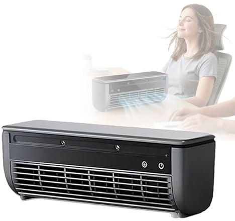Ventilador Enfriador de Aire de Pared, Aire Acondicionado Portátil Sin Instalación, Silencioso con Control Remoto y 3 Velocidades para Cocina, Oficina, RV(Negro)