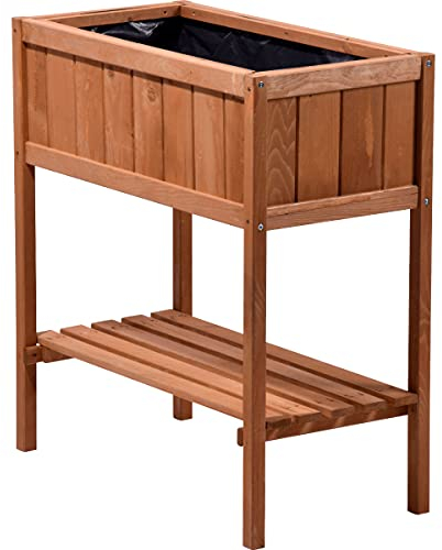 dobar® 58250e kompaktes Hochbeet | Erhöhtes Gemüsebeet | Kräuterbeet aus Holz | Balkonbeet für Salat | Pflanzkasten für Balkon/Garten/Terrasse | 76 x 40 x 80 cm | Braun