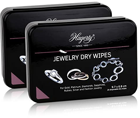 Hagerty Jewelry Dry Wipes Lot de 25 lingettes 9,7 x 6,8 cm (lot de 2)