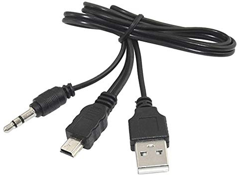 B92 Mini USB auf 3,5mm Klinkenstecker & USB 2.0 A Stecker Kabel 2-in-1 – Audio- und Ladekabel, 50 cm Länge, für Audioausgabe und gleichzeitiges Laden