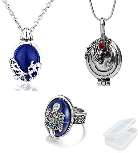 PPX 3 Stück Halskette und Ringe Für Damen Ring Damen Der Herr Der Ringe VampireSalvatore Damon Stefan Finger Familienwappen Ring-mit Aufbewahrungsbox