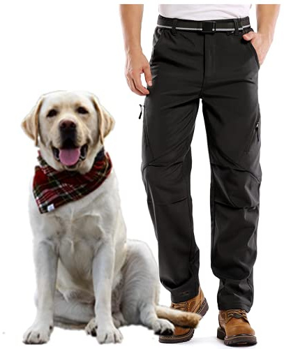 Jessie Kidden Waterproof Snow Trousers Mens Fleece Lined Hiking Thermal | Insulated Warm Winter Soft shell Windproof 5 Zipper pockets Articulated Knees for Skiing Ice Fishing Camping Hunting