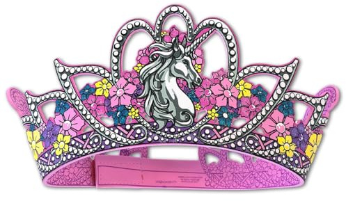 Liontouch - Einhorn Prinzessinnenkrone für Mädchen - 3-6 Jahre | Pinkes Schaumstoffspielzeug im Mittelalterstil mit Blumendekoration | Verkleidung & königliche Kostüme für Kinder – Größenverstellbar