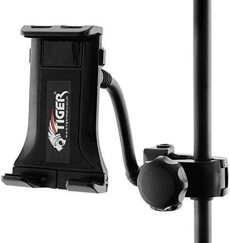 Tiger MSA35-BK Microphone Stand Phone Holder - Black | Fully Adjustable Gooseneck Mobile Phone Clamp