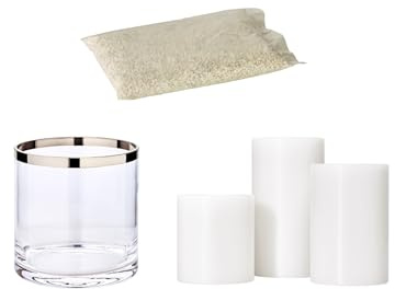 EDZARD Windlicht Glas Molly (H 18 cm, Ø 18 cm) mit Dauerkerze Cornelius | Kerze und Glas kommen zusammen an, nichts fehlt · sofort verschenkbar · von Hand geblasen, jedes Stück ein Unikat