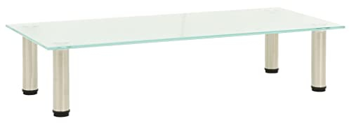 vidaXL TV Tisch Schrank Monitor Glasaufsatz Aufsatz Monitorerhöhung Fernseh Podest Monitoraufsatz Erhöhung Mattiert 80x35x17cm Hartglas