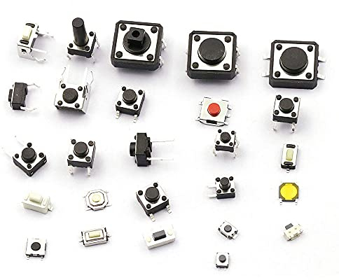 SagaSave Taktiler Druckknopfschalter, Mikro-Momentar-Schalter-Sortiment für Auto-Fernbedienungsschlüssel, Computer, Spielekonsolen (25 Typen, 5 Stück von jedem Typ)