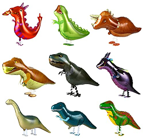 Kesote 9 Folienballon Tiere Heliumballons Airwalker Dinosaurier Helium Ballons Dschungel Luftballons Walking Tierballons für Geburtstag Party Deko Geschenk Mitgebsel