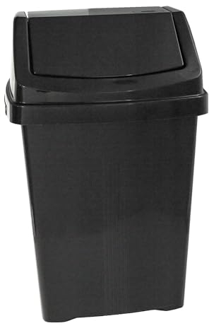 HOMION Plastic swing bin waste rubbish flip top lid recycling Containers dustbin (Midnight Dark Grey, 50L)
