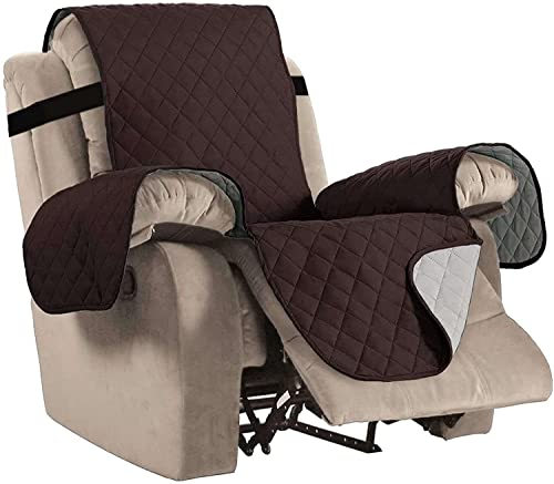 XVBVS Wasserabweisende Ruhesessel Sofa Bezüge, Wendbar, rutschfeste Stretchhusse für Relaxsessel Sesselbezug, Möbelschutz mit Elastischem Gurt für Wohnzimmer (Color : Coffee, Size : Small-22in(55cm))