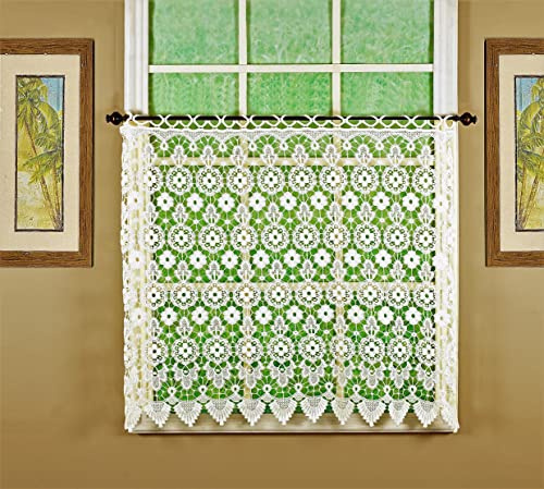 Today's Curtain Medallion Macramé Tier 36,Ecru,35W x 36L