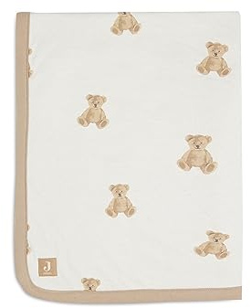 Jollein 513-522-66095 - Manta infantil (100 x 150 cm), diseño de oso de peluche, color blanco