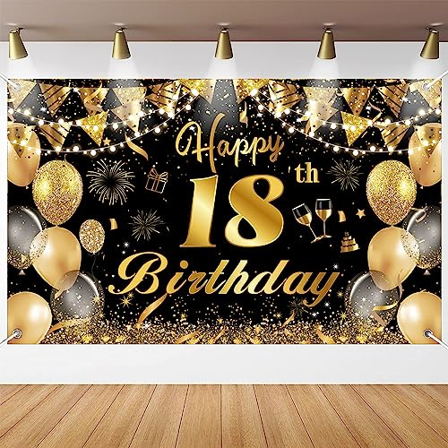 Waylipun 18 Geburtstag deko, Wesentliche Dekoration für 18. Geburtstagsfeier, Dekoration Banner Hintergrund, Extra Große Geburtstags 18 Schild Poster zum Geburtstagsfeier Deko für Jungen und Mädchen