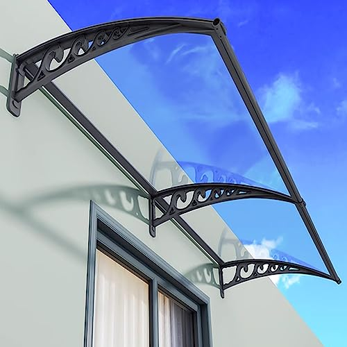 Wetterfeste Türvordach,Vordach Haustür Überdachung,Modernes Design Pultbogenvordach,Haustürvordach Pultvordach aus 2.5mm Dicke Transparentes Polycarbonat,Sonnenschutz (100x200cm/39 x79)