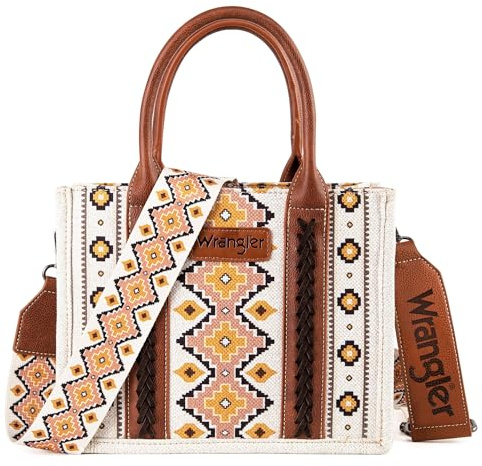 Wrangler Aztec Tote Bag per le donne Boho borse a spalla e borse, Angel White (Tracolla per chitarra)