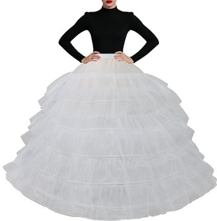 VCCICANY Tulle Crinoline Petticoat 6 Hoop Skirt A line Slip Floor Length Underskirt for Wedding Dress Bridal Ball Gown White