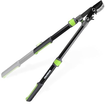 WORKPRO Extendable Anvil Lopper with Geared Mechanism, 25-37 Branch Cutter with 1.6 Cutting Capacity, Heavy Duty Garden Tree Trimmer with Steel Blade