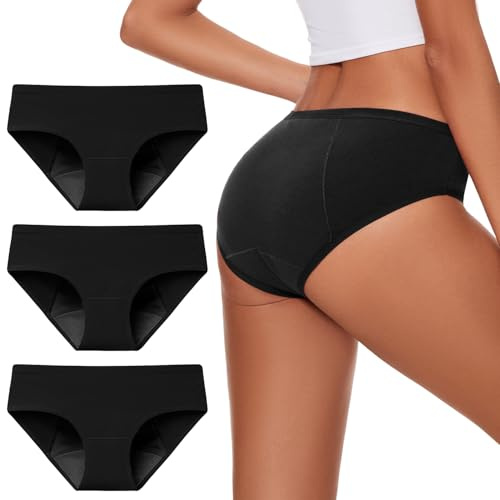Molasus Periodenunterwäsche für Damen, waschbar, Inkontinenzhöschen, hohe Saugfähigkeit, schützende Menstruationshöschen, Damen, postpartale Blasenkontrolle, auslaufsicher, Baumwoll-Slips, Multipack,