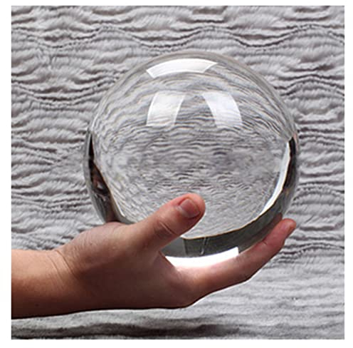 BIANMTSW Boules de Cristal en Verre Transparent en Cristal Naturel, Boule de Cristal de 80MM avec Base en Bois, Pierre de Cristal Collections de la Maison