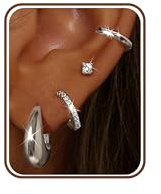 Adramata 4 Pares Pendientes Mujer Chapado Oro 14K Pendientes Aros Oro Plata Pendientes de Aretes Brillante Hipoalergenicos Pendientes Pequeños Tragus Helix Piercing Oreja Pendientes Mujer Plata Oro