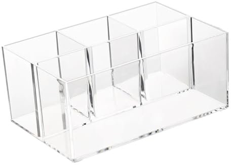 Wooneky Contenitore Pennelli Trucco Trasparente 4 Scomparti Organizzatore Scrivania Per Pennelli E Penne 7.3X4.7X3.1 Pollici