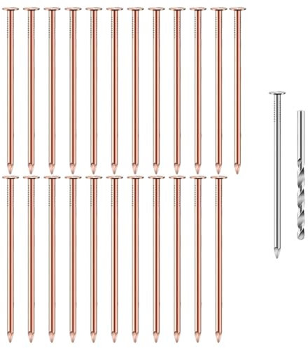 Lot de 25 pointes en cuivre pour enlever les souches d'arbre avec 1 clou en acier, 1 foret à ongles facile à utiliser