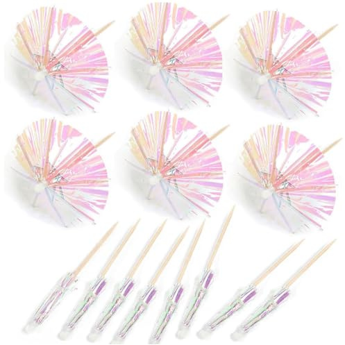 Visxcnu 50 Stück 10 cm Cocktail Schirmchen Cocktail Zubehör Papierschirmchen,für Früchte Tropische Getränke Sommerfest Hawaiianische Party Bunte Cocktailschirmchen Cocktail Deko Papier