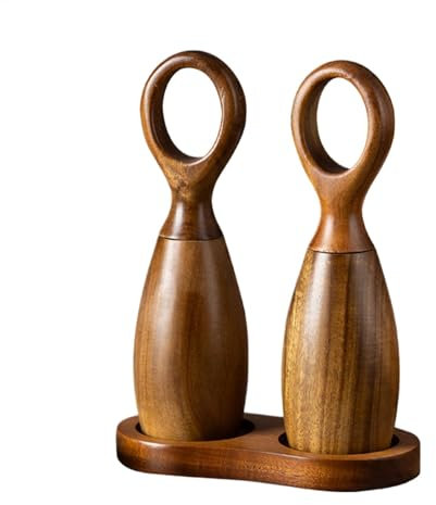 Juego de molinillo de sal y pimienta | Molinillo de pimienta manual de núcleo de cerámica | Molinillo de pimienta recargable ajustable | Molinillos de sal y pimienta de madera robusta para cocina,