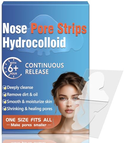 Eveellyn Cerotti Punti Neri, Cerotti Idrocolloidali per Una Pulizia Profonda, Sblocca e Riduce i Pori, Assorbe Il Sebo, Punti Neri Rimozione per Donne e Uomini (10 PCS)