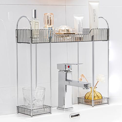 KMDZDZGS Étagère élégante au design luxueux, pratique pour lavabo ou sur le plan de lavabo, simple et généreuse (argenté)