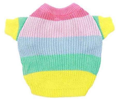 ETANULPEX Bulldog Rainbow Strickpullover Hundepullover süße Hundebekleidung for Französische Bulldogge/Englische Bulldogge/Bullterrier/Mops (L, Mehrfarbig, 1/5953)