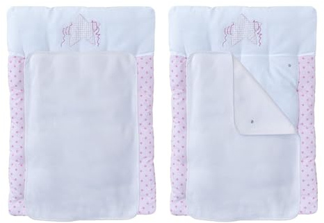 Baby Delux Wickelauflage Wickelunterlage 50x75 cm weiche Wickeltischauflage mit Frotteauflage Baumwolle wasserdicht waschbar (Twinkle Star rosa)