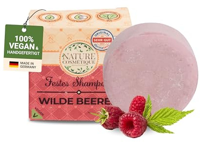 Nature Cosmétique® Festes Shampoo Wildberrry – Nachhaltige Pflege für Haare & Kopfhaut – Mit Bio-Kokosöl, Aloe Vera & pflanzlichem Glycerin – Vegan, plastikfrei & handgefertigt in Deutschland