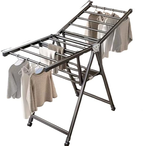 ZGFHLI Stendibiancheria ad Ala Pieghevole,Asciugatrice ad Ala con Ali Regolabili in Altezza per Interni,Stendibiancheria Pieghevole,Torre di Lavanderia Stabile,140cm