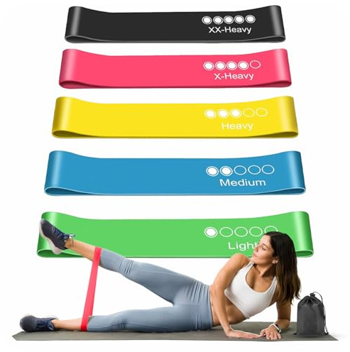 Active 100 Resistance Bands, Set of 5 Different Levels, Exercise Band for Home Gym, Training and Yoga with Carrying Bag (Multicolor)