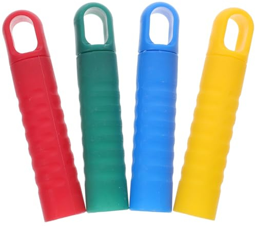 LOEFLIFA 4pcs Mop Handle End Caps Hole for Hanging, Replacement Rod Handle Grip for Broom and Dustpan, Anti-Slip Plastic Covers Suitable for Cleaning Tools, Blue Red Yellow Green