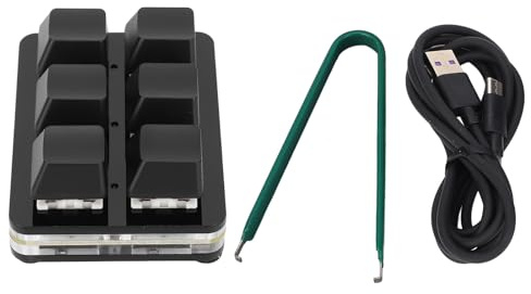 Msiud Mini Teclado Mecánico Programable, 6 Llave en Caliente Gaming Macro Almohadilla de Juego USB con una Mano Compacto y Portátil para Edición de Video y Diseñadores Enchufes (Negro)