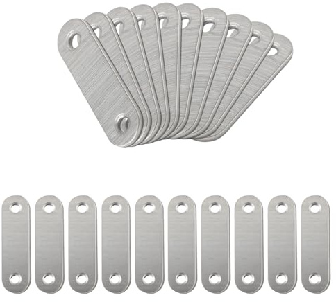 OMIDEAS 20 x Placas de unión planas (56 x 16 x 1,8) – Conector recto para reparación, fijación y unión, soporte de estante, acero inoxidable negro